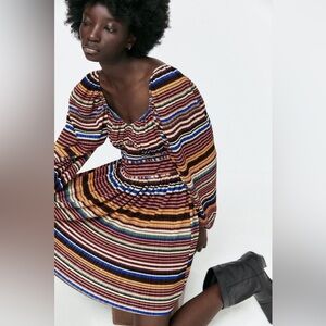 NWOT Zara Multicolor Striped Long Sleeve Dress